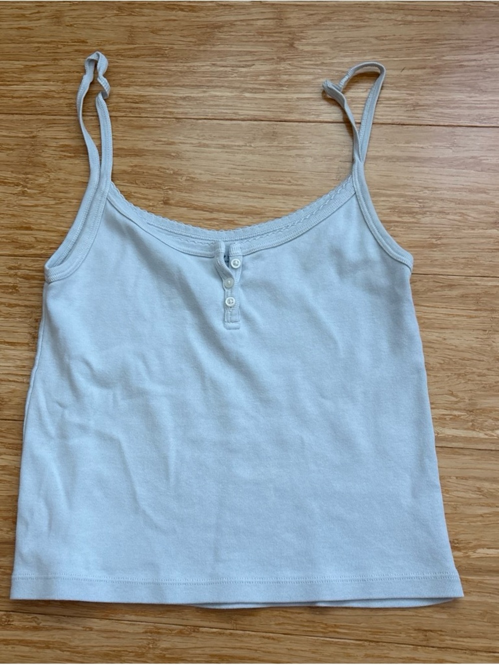 Brandy Melville Light Blue Tank Top with Button Detail
